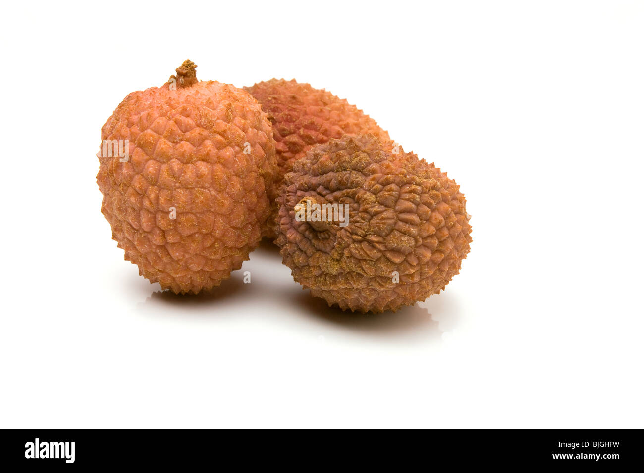 Group of Lychee  isolated against white background. Stock Photo