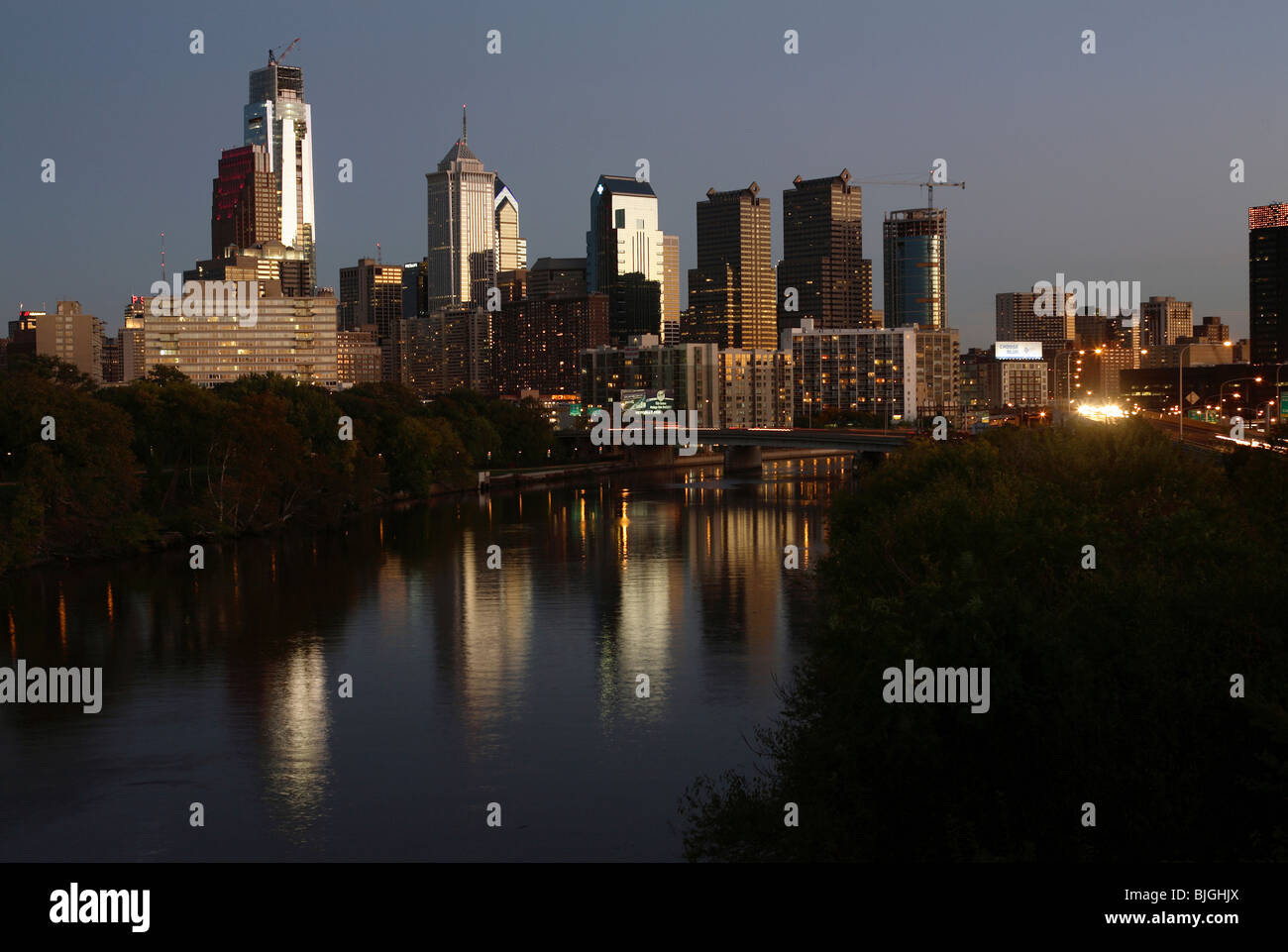 Philadelphia in the evening, USA Stock Photo