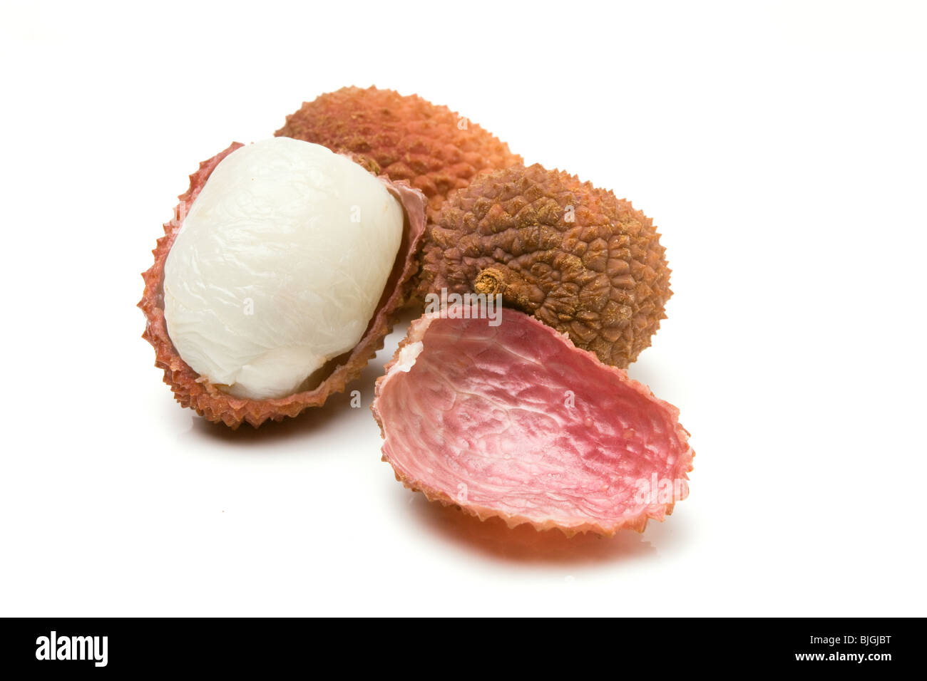 Group of Lychee  isolated against white background. Stock Photo