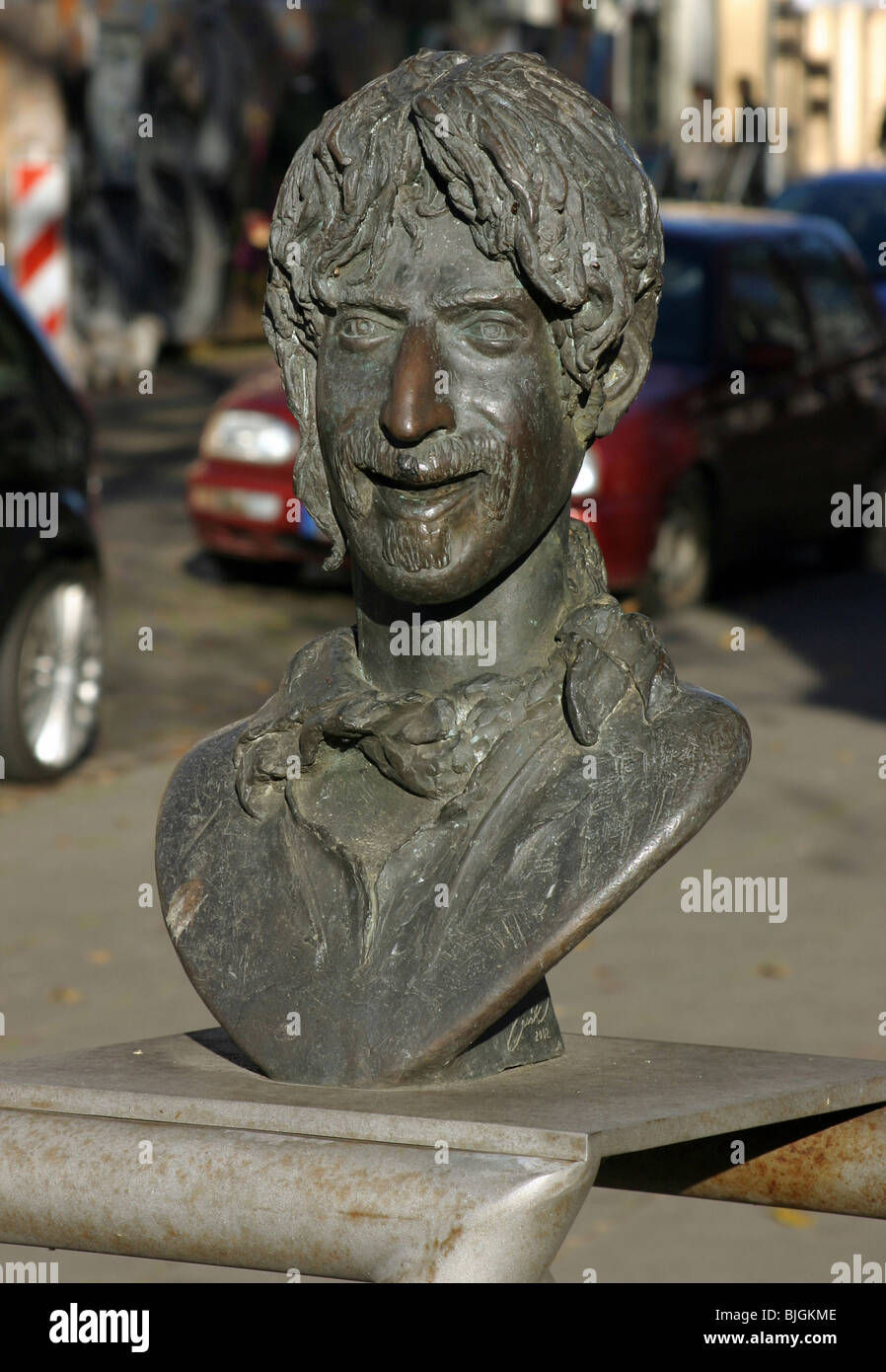 Bust of a singer Frank Zappa, Bad Doberan, Germany Stock Photo
