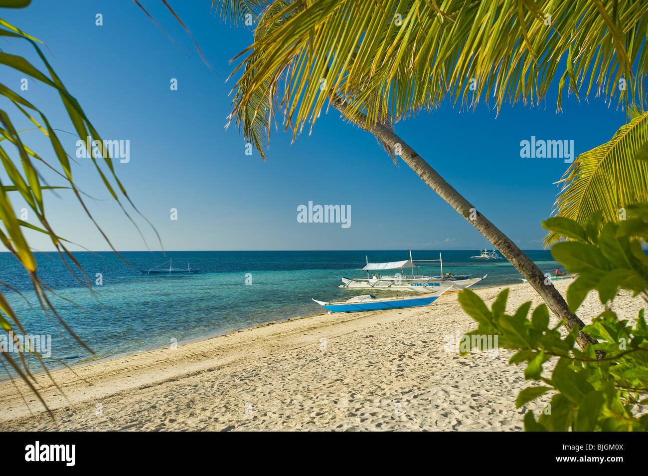 Beach Malapascua Island Cebu Philippines Visayan Sea sun sunny tropical holiday paradise post card holidays vacation feel feelin Stock Photo