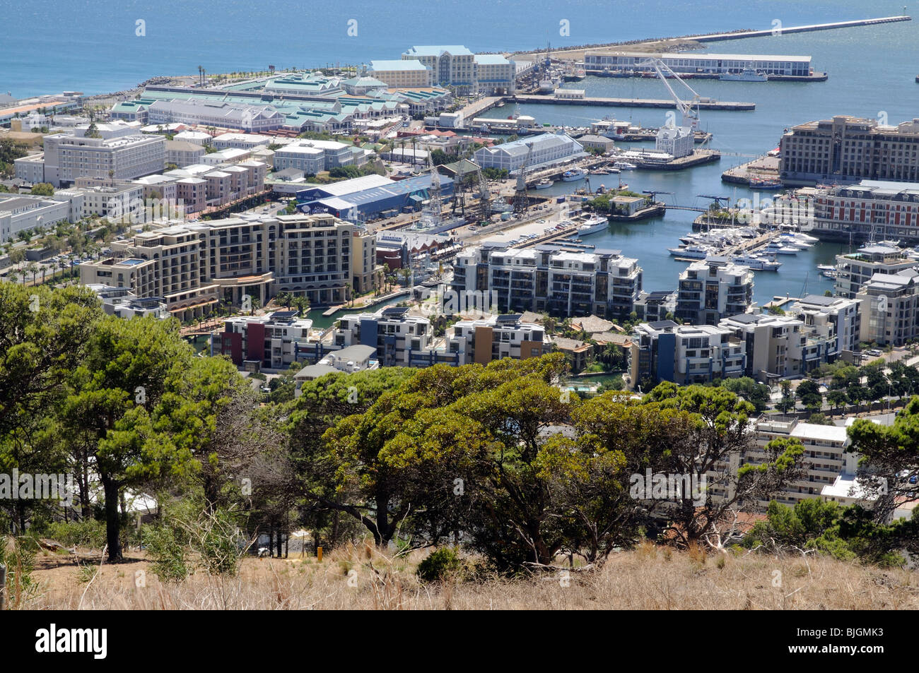 Coastal development of leisure facilities,hotels, waterfront and luxury housing on Table Bay in Cape Town South Africa Stock Photo