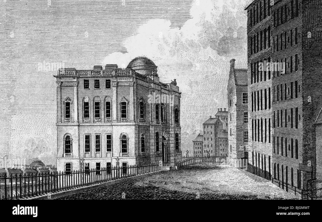 money / finance, banks, Bank of Scotland, Edinburh, exterior view, wood engraving, 19th century, Stock Photo