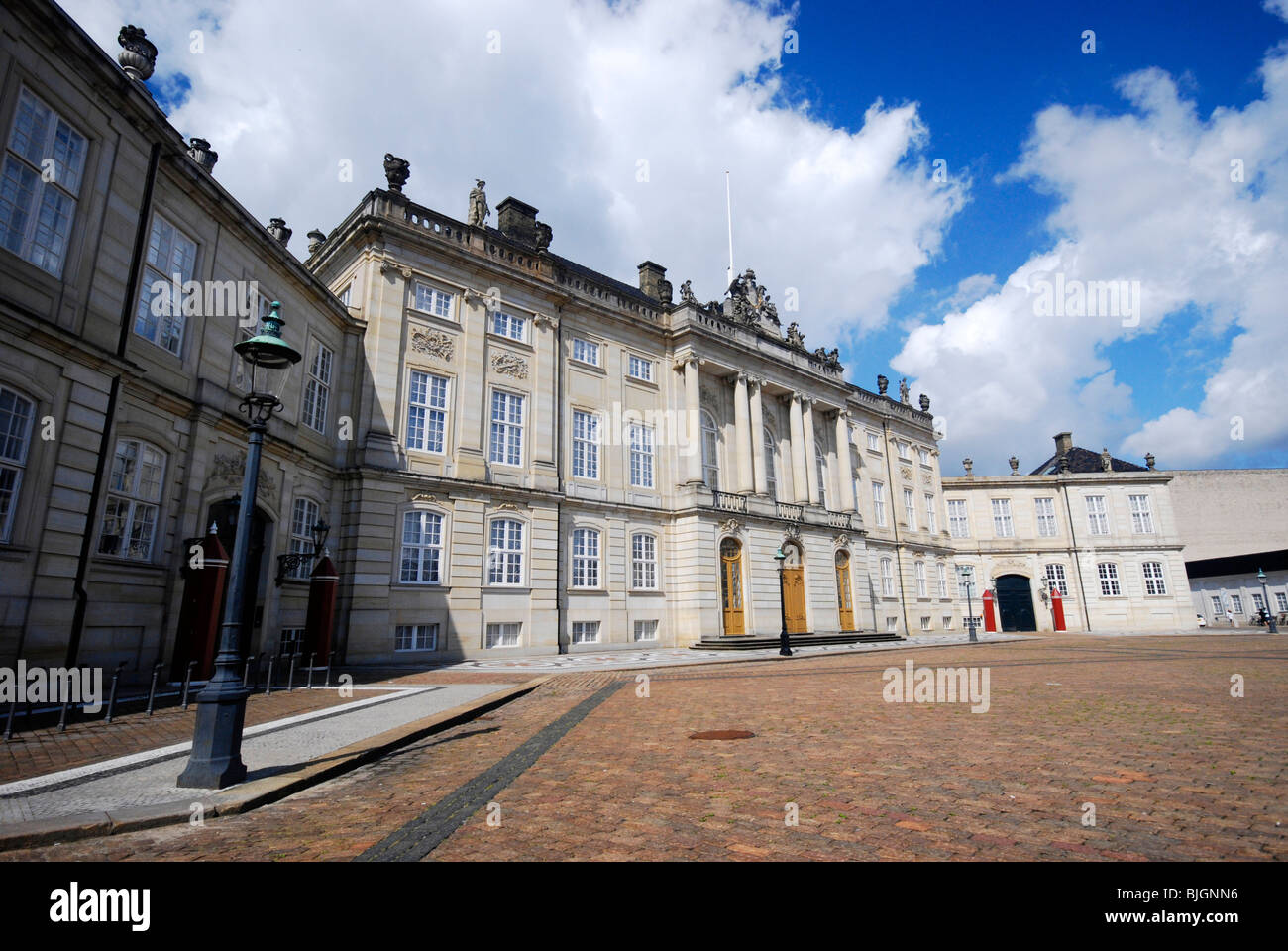 Amalienborg Palace in Copenhagen, Denmark, is the home of the Danish royal family. Stock Photo