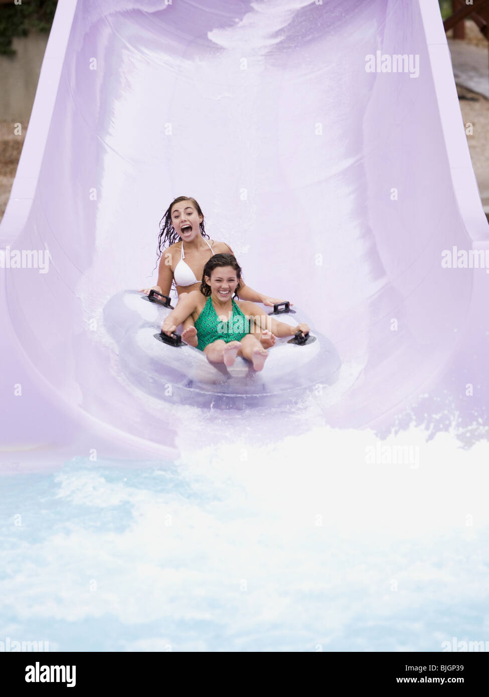 teenagers at a waterpark Stock Photo
