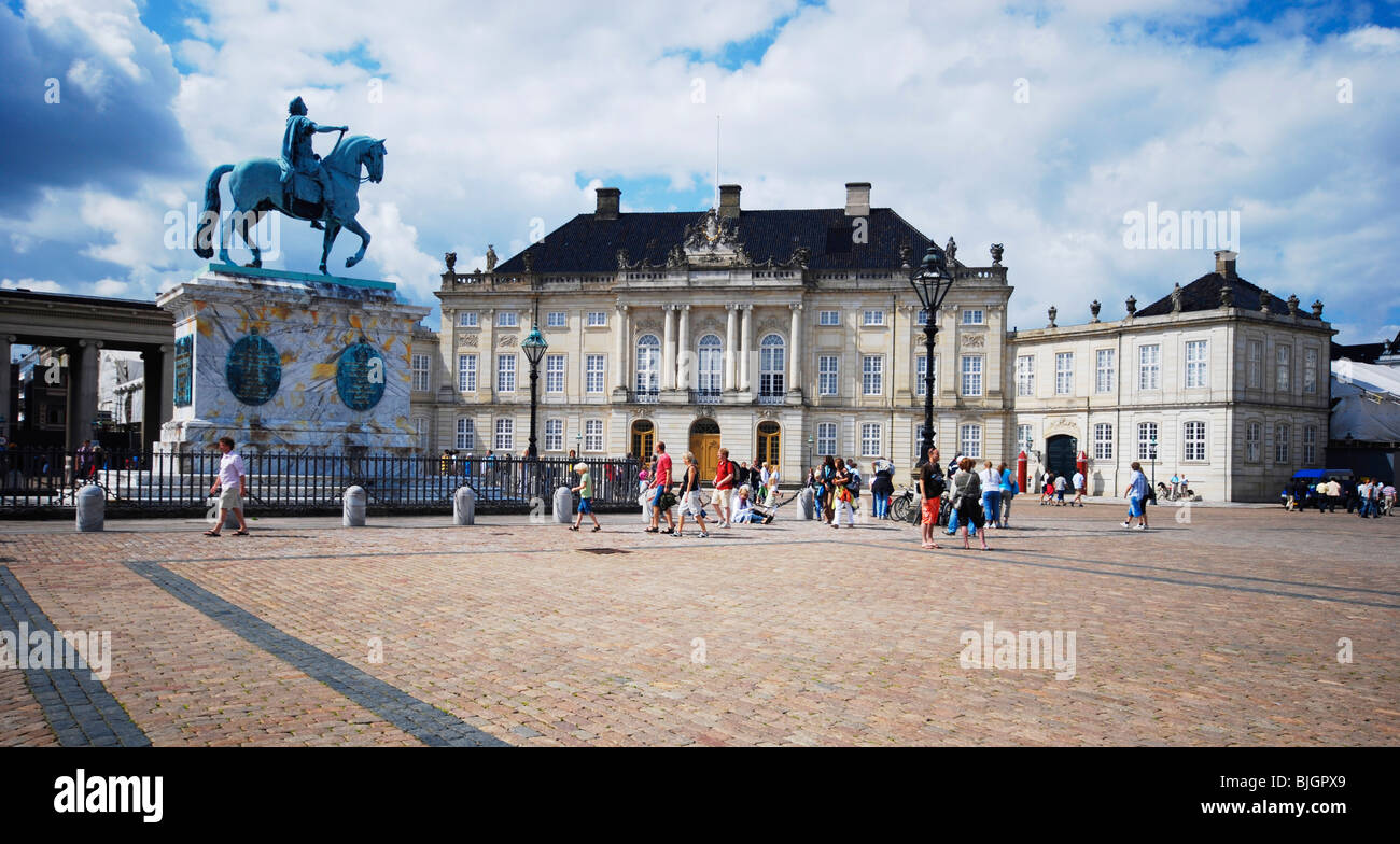 Amalienborg Palace in Copenhagen, Denmark, is the home of the Danish royal family. Stock Photo