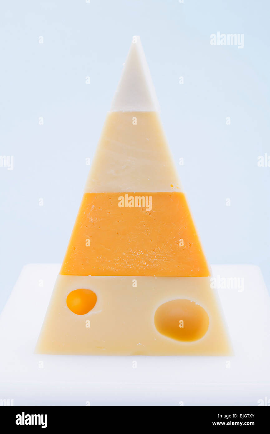 Pyramid of hard cheeses - Stock Photo
