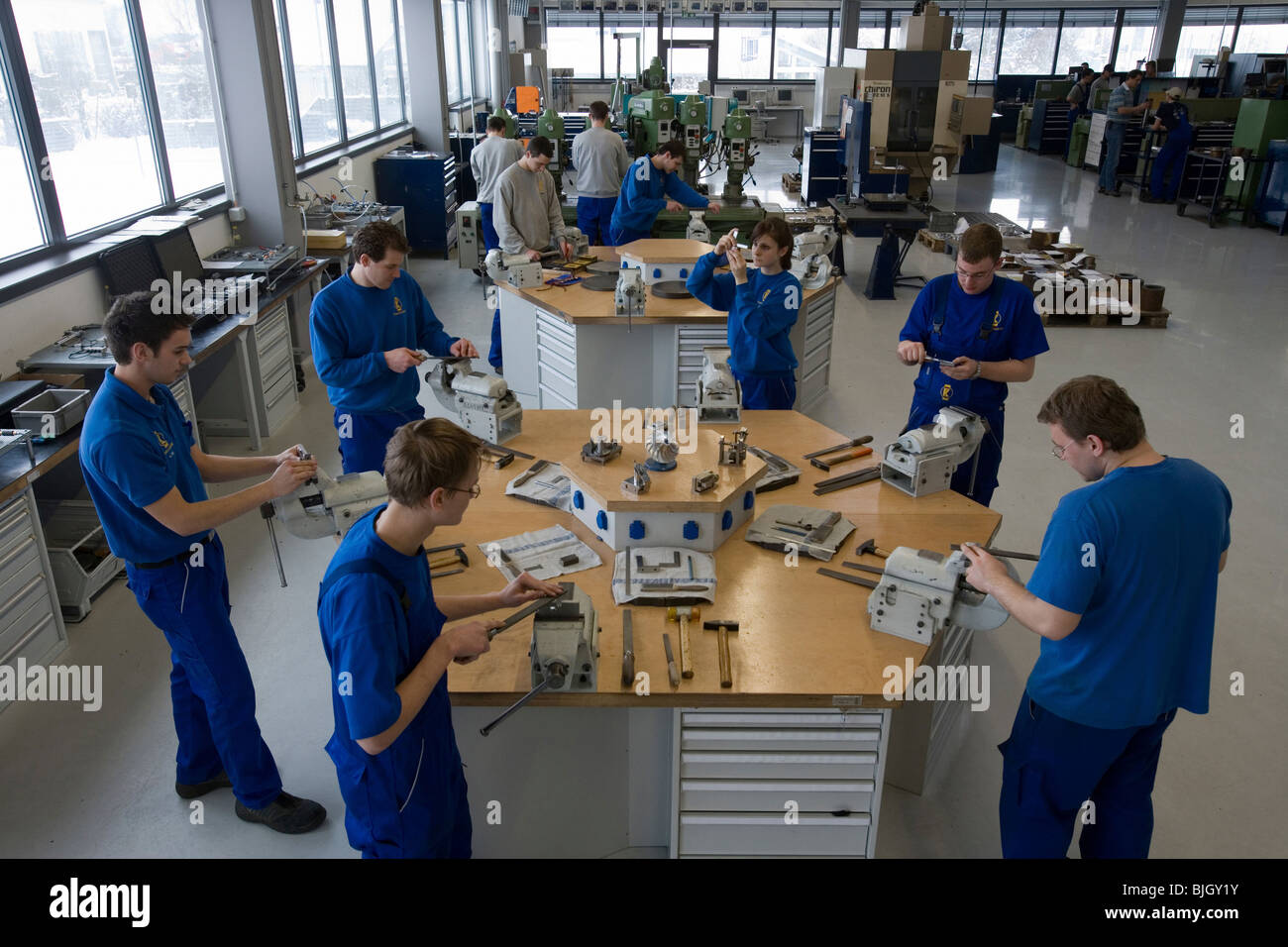 Factory workers at the Franz Kessler GmbH, Bad Buchau, Germany Stock Photo  - Alamy