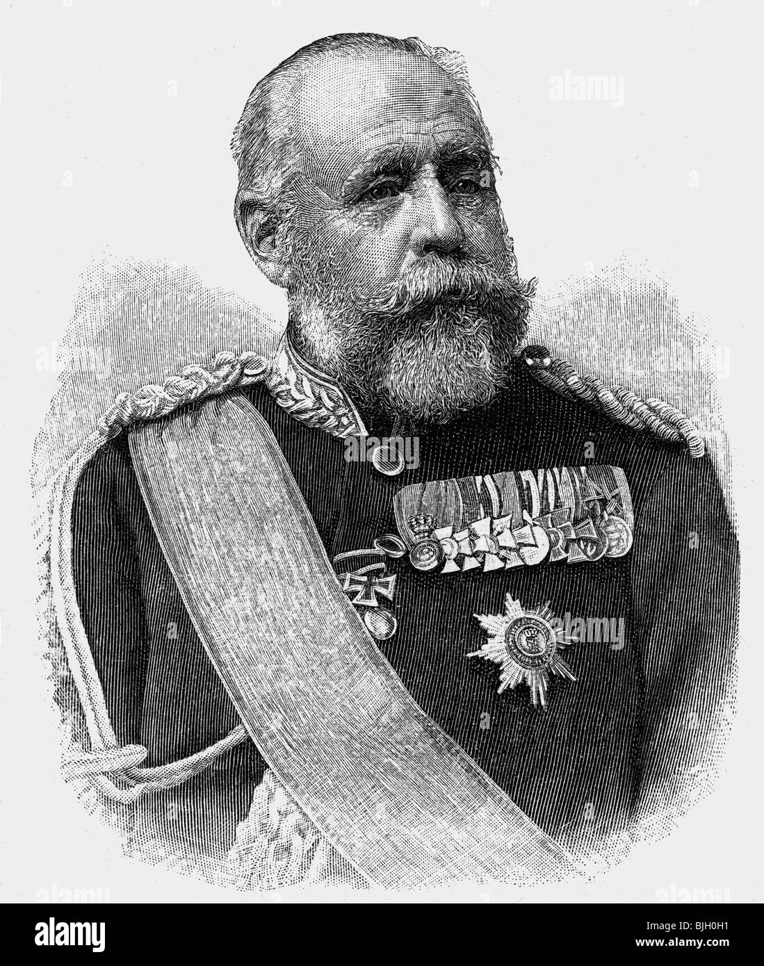 Peter II, 7.8.1827 - 13.6.1900, Grand Duke of Oldenburg 27.2.1853 - 13.6.1900, portrait, wood engraving, 1900, , Stock Photo