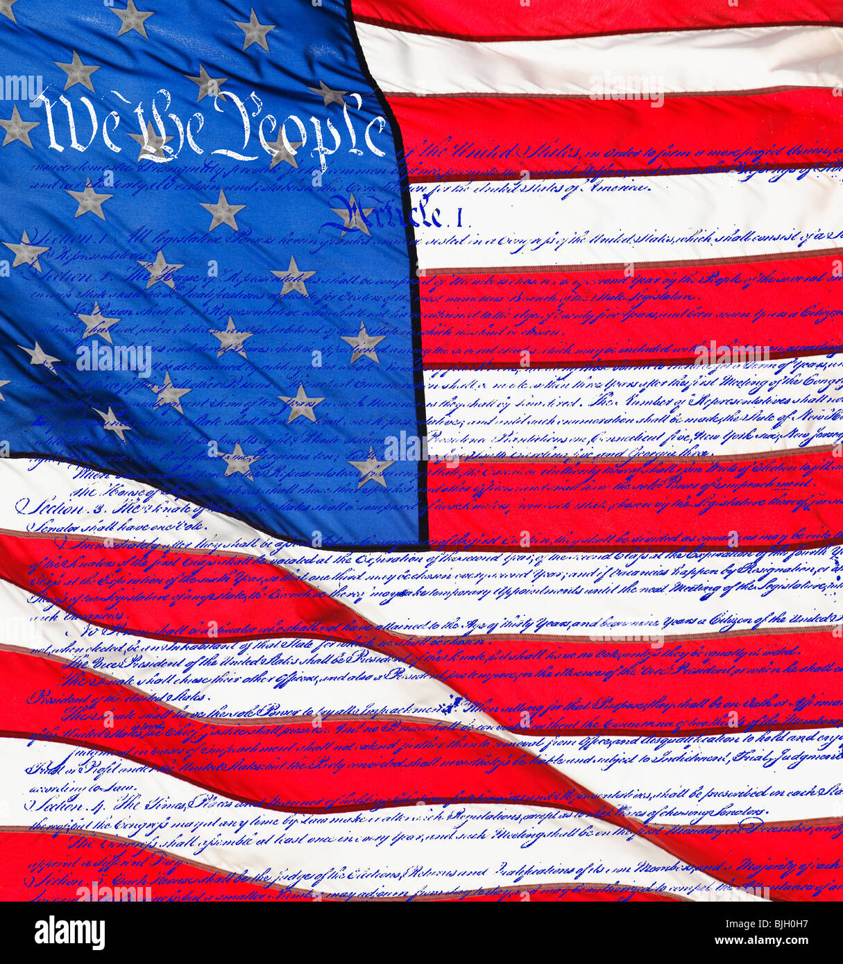 Declaration of Independence on the American flag Stock Photo - Alamy