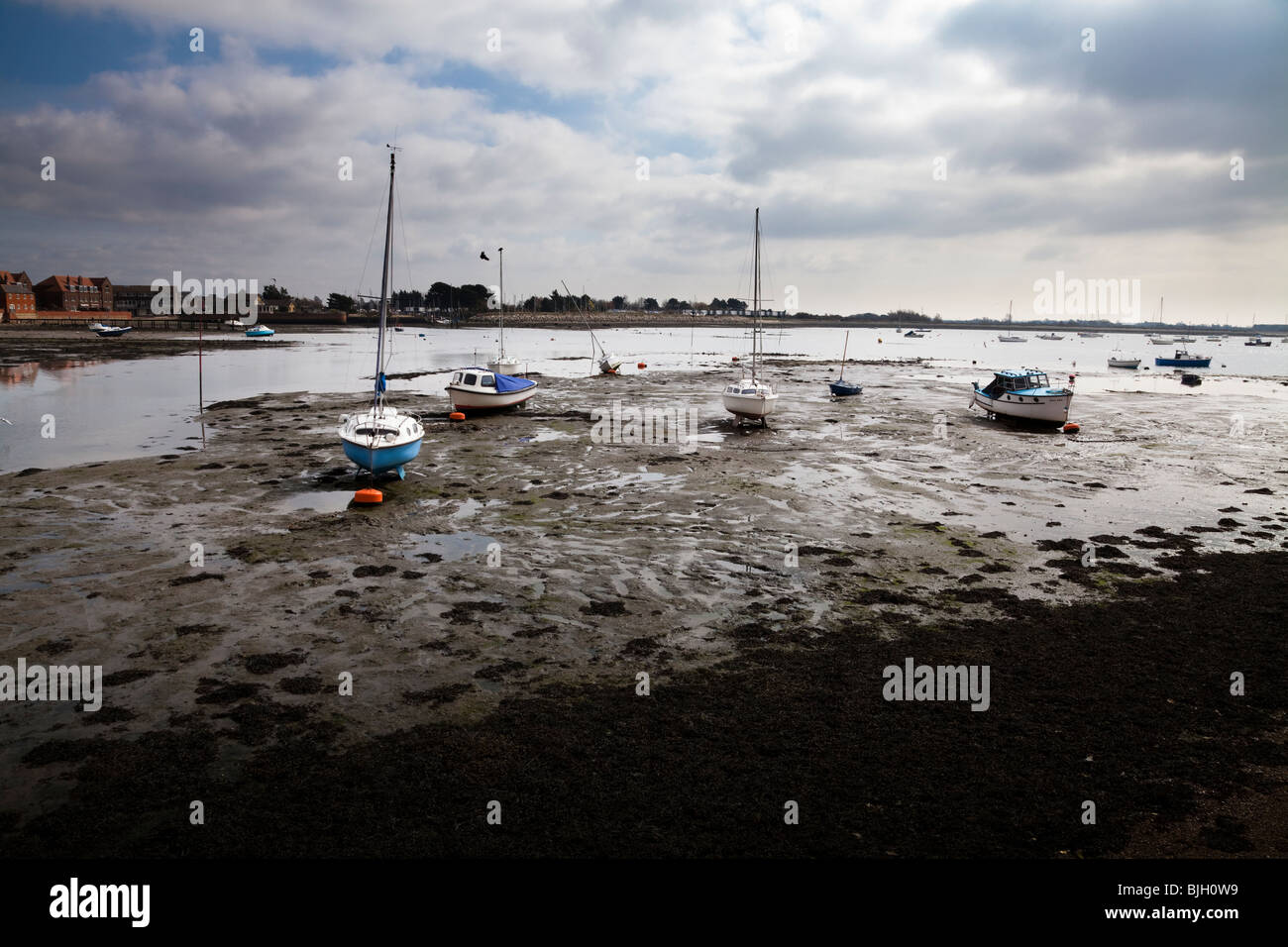 Low tide mud flats at Emsworth in Chichester Harbour England Stock Photo Alamy