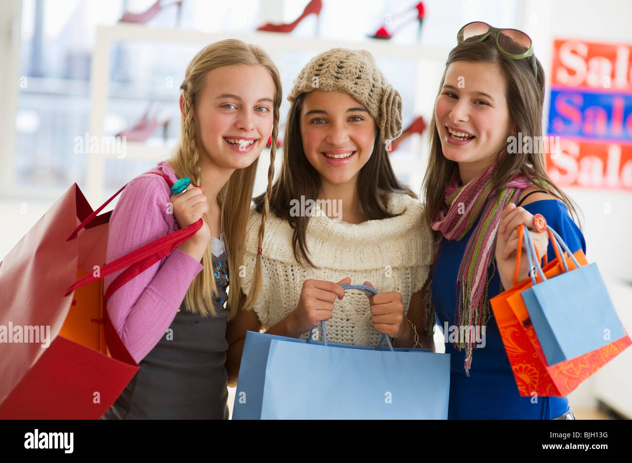 young girls shopping