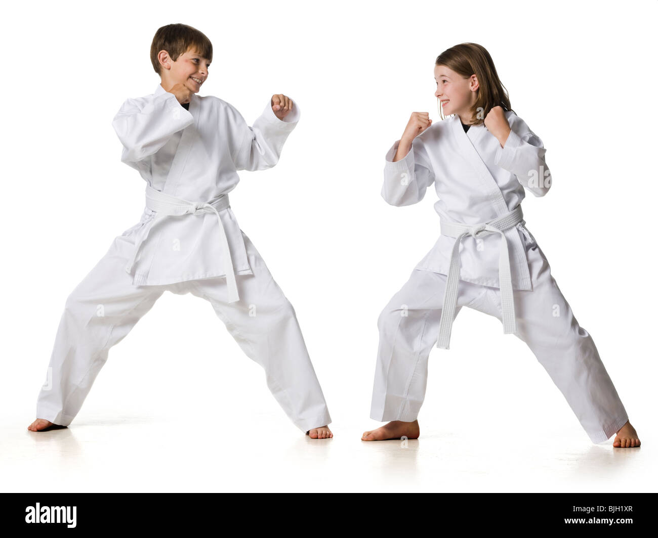 youth practicing martial arts Stock Photo