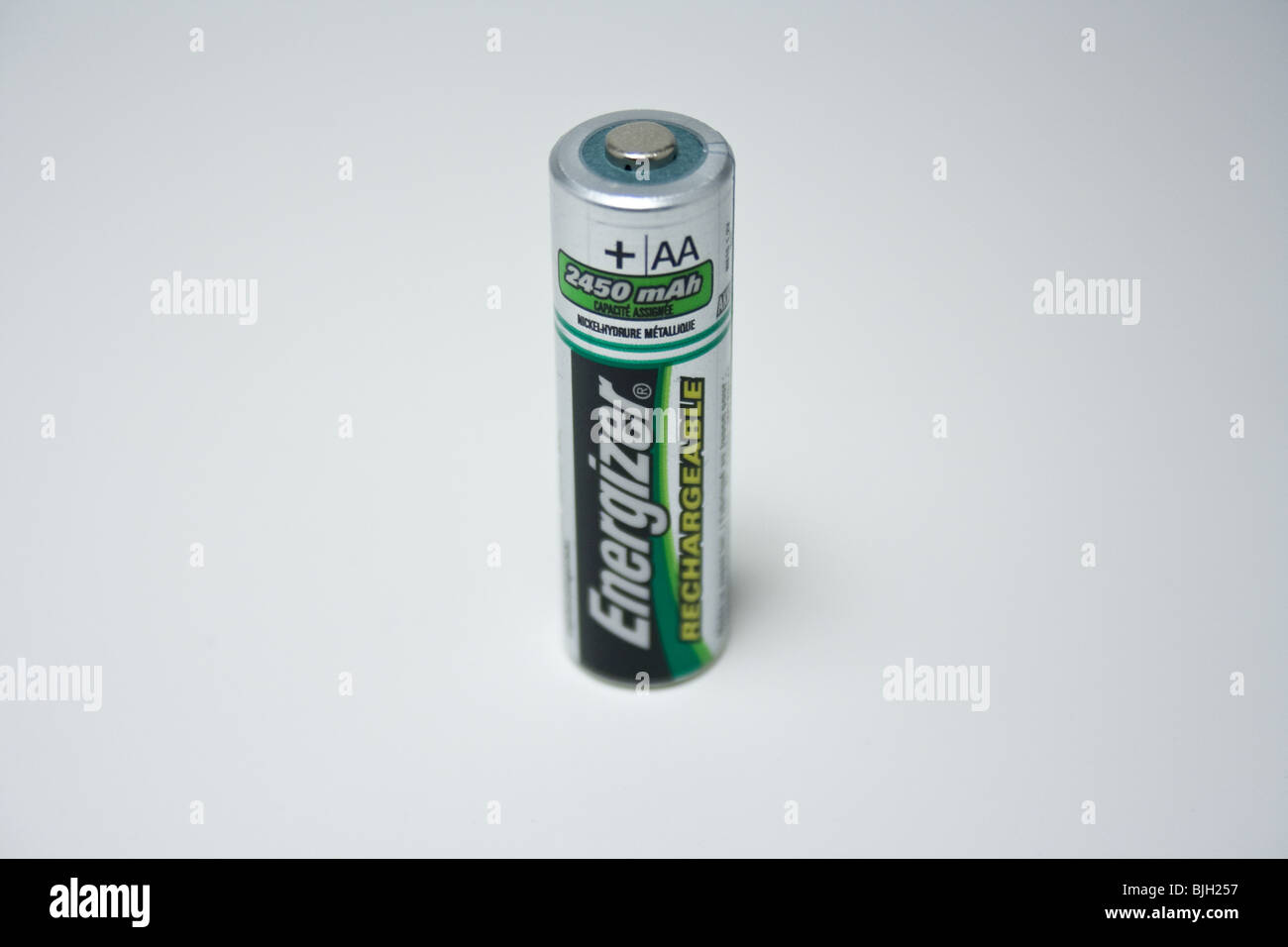 Energizier rechargable AA battery isolated white background portable 2450mah Stock Photo