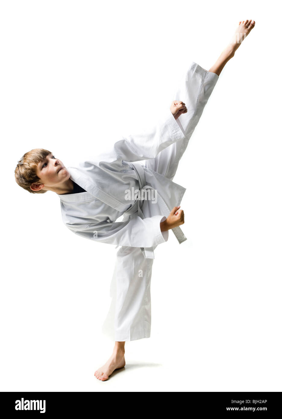 youth practicing martial arts Stock Photo