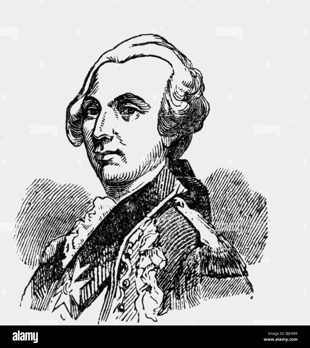 Estaing, Charles Henri count d', 20.11.1729 - 28.4.1794, French admiral, portrait, wood engraving, 19th century, , Stock Photo