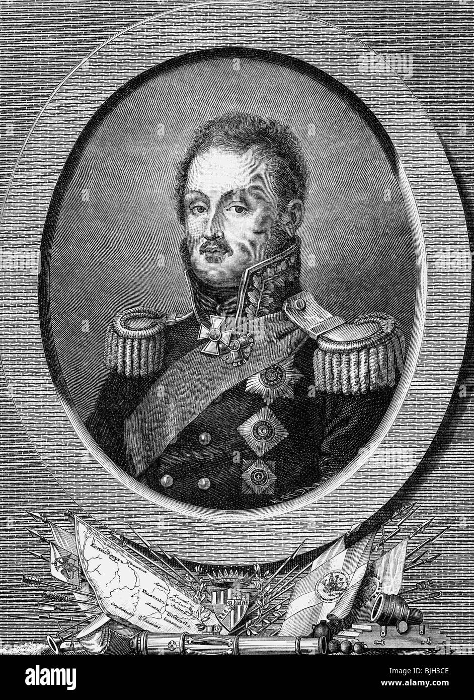 Sayn-Wittgenstein, Peter Graf zu, 17.1.1769 - 11.6.1843, Russian general, portrait, copper engraving by Ignaz Sebastian Klauber, circa 1812, , Artist's Copyright has not to be cleared Stock Photo