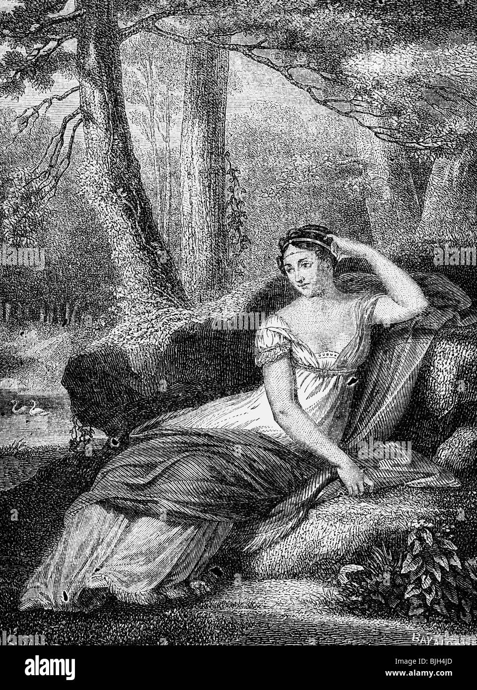 Beauharnais, Josephine de, 23.6.1763 - 29.5.1814, Empress of the French 2.12.1804 - 10.1.1810, full length, wood engraving, 19th century,   , Stock Photo