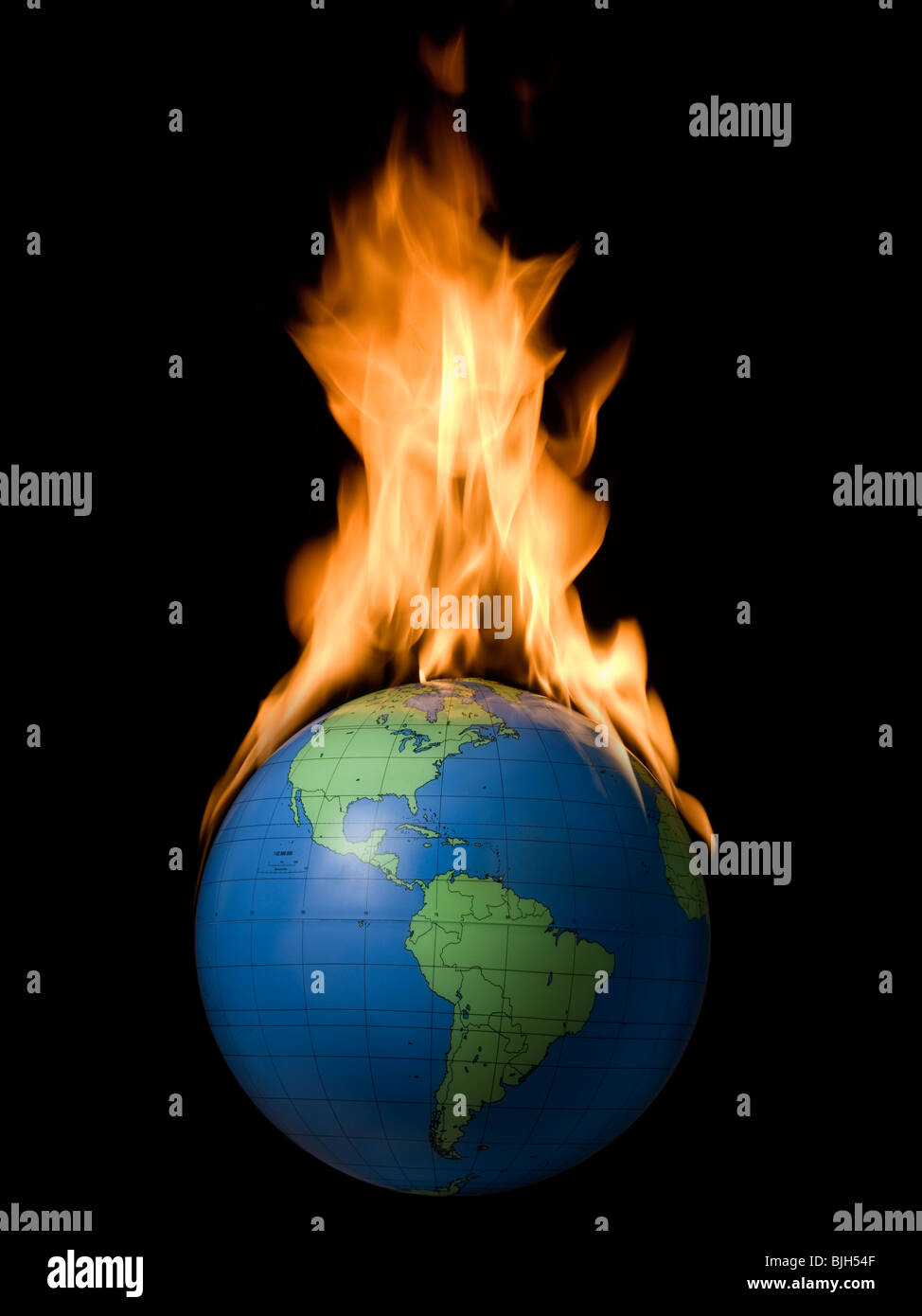 globe on fire Stock Photo