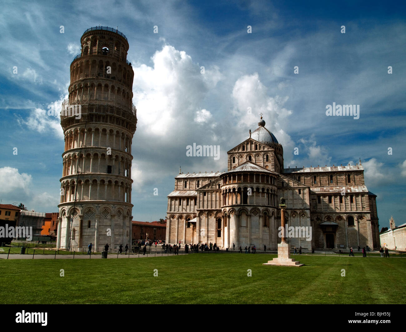 Leaning Tower and Duomo (cathedral) at Pisa, Italy Stock Photo