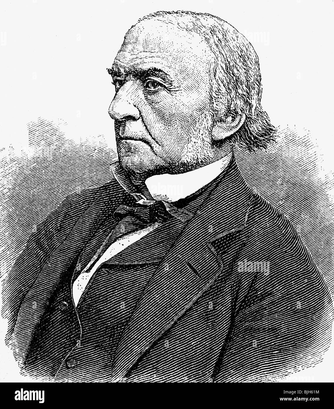 Gladstone, William Eward, 29.12.1809 - 19.5.1898, British politician (Lib.), Prime Minister 23.4.1800 - 9.6.1885, portrait,  wood engraving, 1884, , Stock Photo