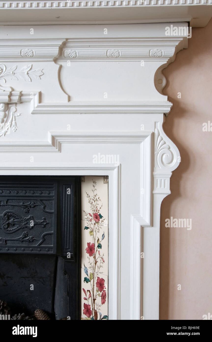 Detail of Victorian cast-iron fireplace Stock Photo