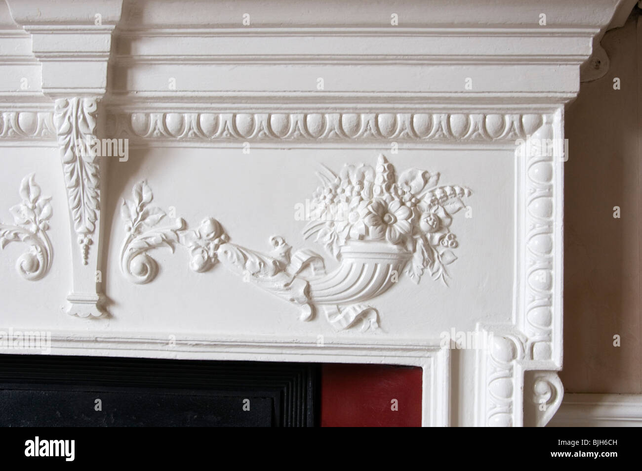 Detail of Victorian cast-iron fireplace Stock Photo