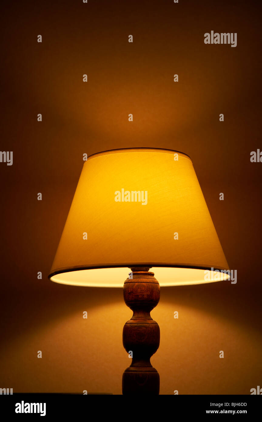 Vertical nobody close up shaded lamp table lamp hires stock