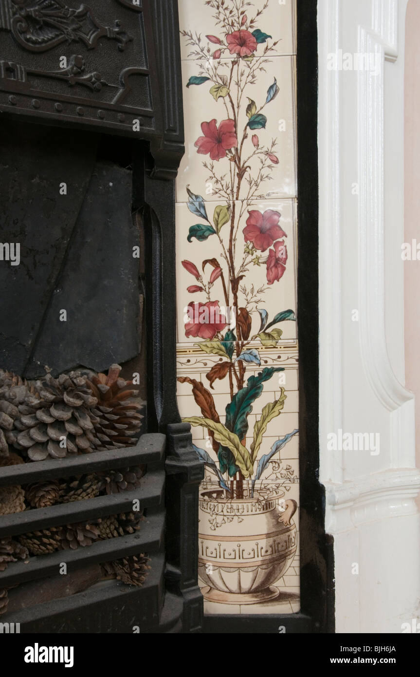 Decorative Tiles Forming Part Of A Victorian Cast Iron Fireplace