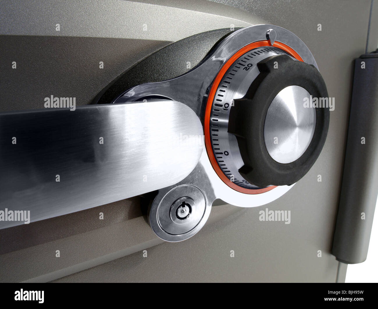 Home fire safe combination lock and handle. Stock Photo