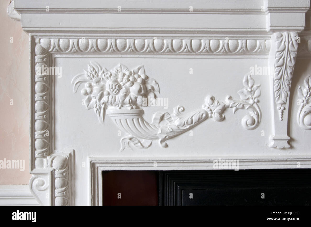 Detail of Victorian cast-iron fireplace Stock Photo