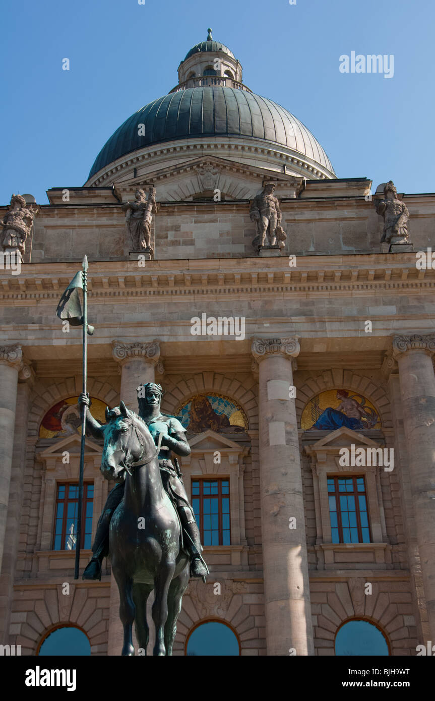 Black knight at the Bavarian Chancellery in Munich. Germany. Stock Photo