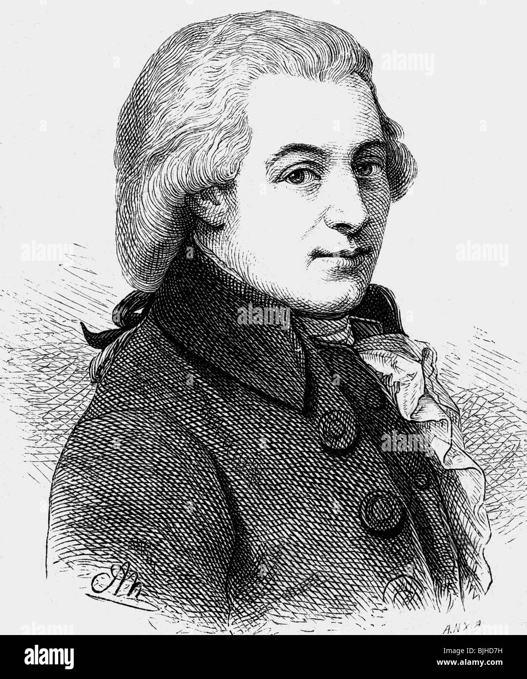 Mozart, Wolfgang Amadeus, 27.1.1756 - 5.12.1791, Austrian composer, portrait, wood engraving, 19th century, , Stock Photo