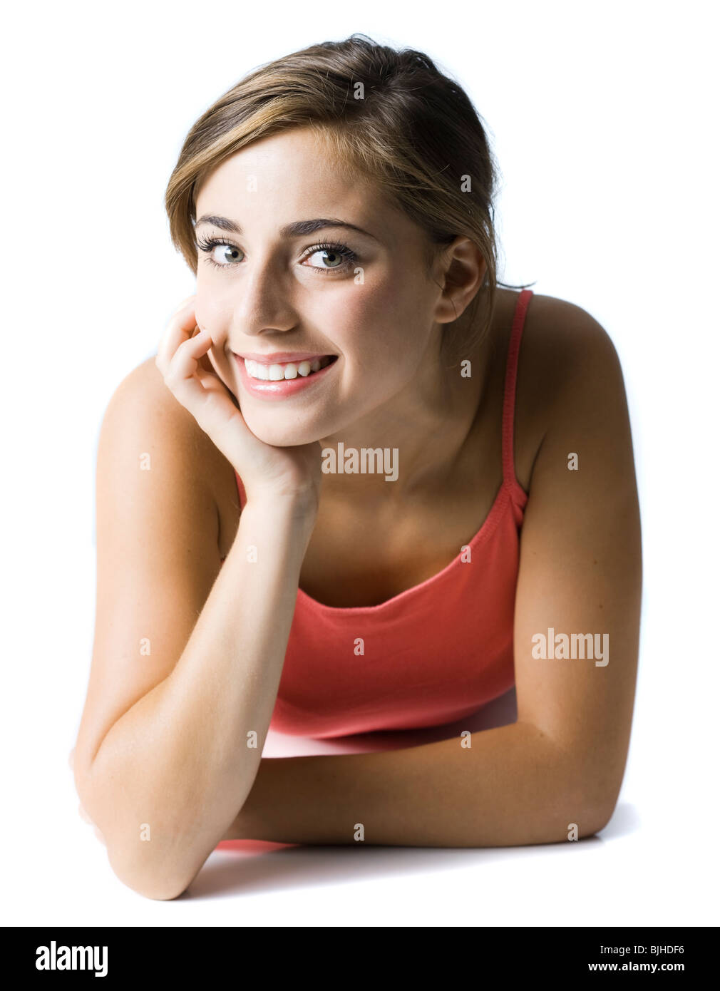 woman with brown hair Stock Photo