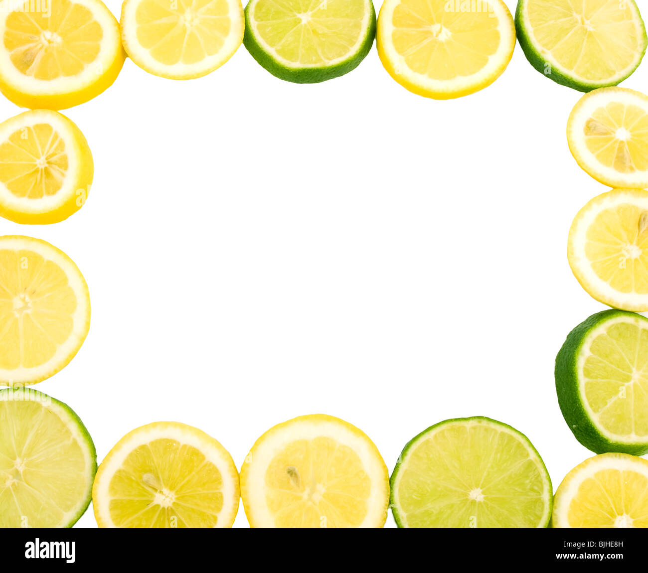 Lemon frame on white background Stock Photo