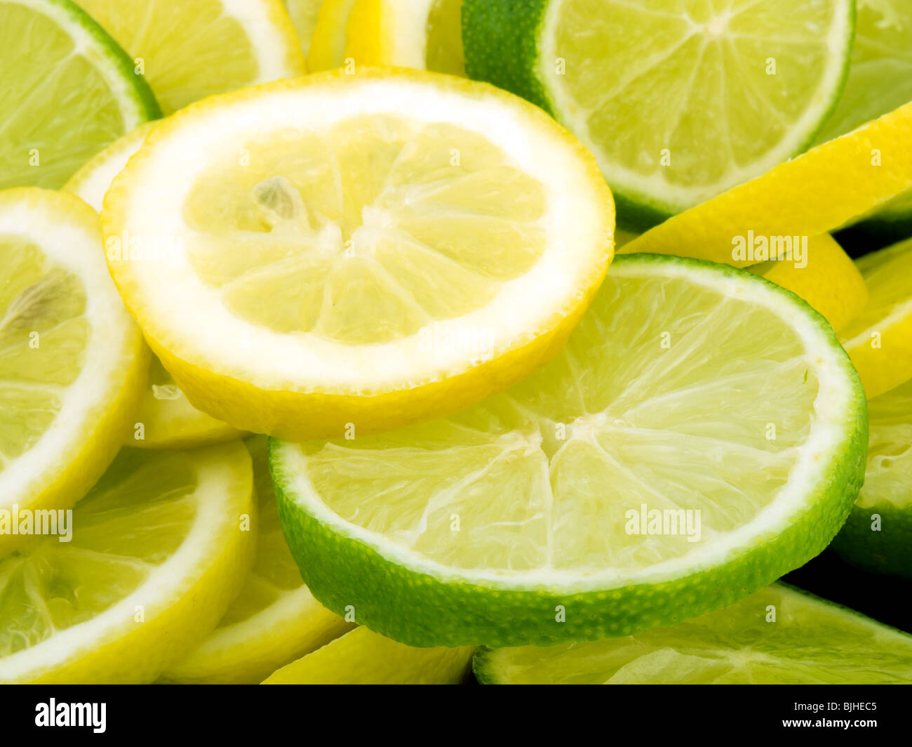 Closeup picture of lemon and lime slices. Stock Photo