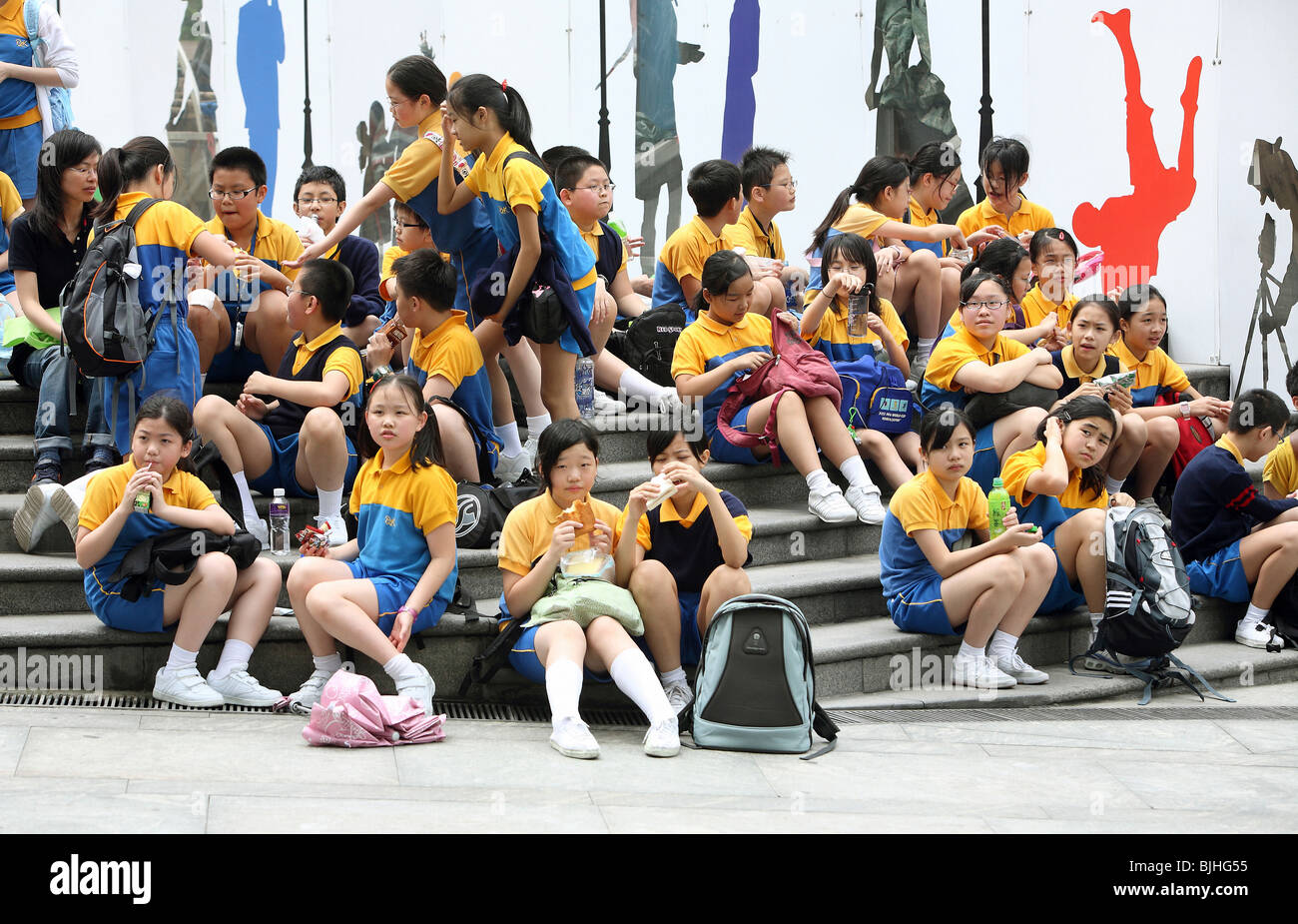 Schoolchildren, Hong Kong, China Stock Photo