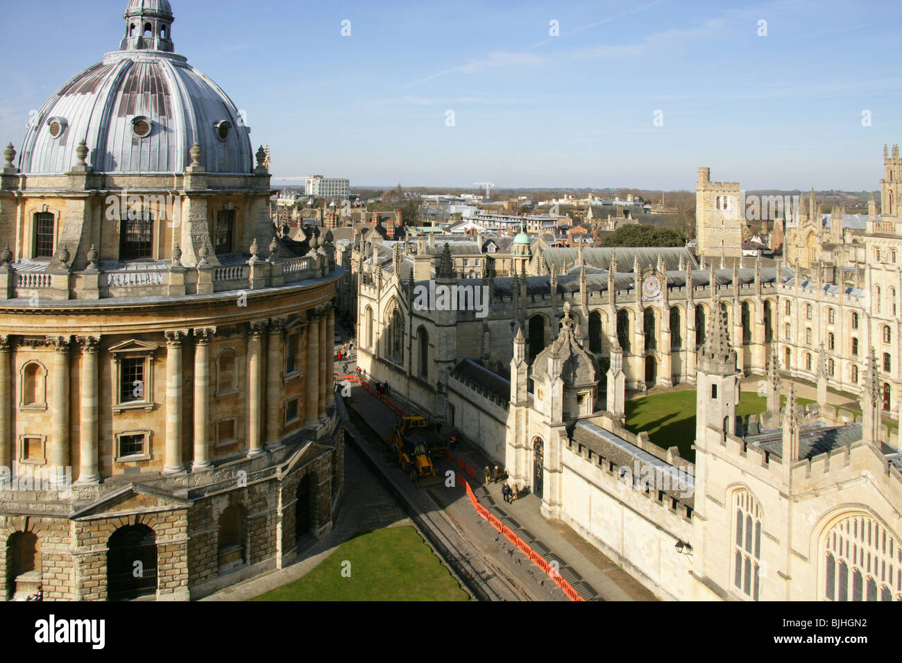 All Souls College and Radcliffe Camera from St Mary's Church, Oxford, Oxfordshire, England, UK Stock Photo