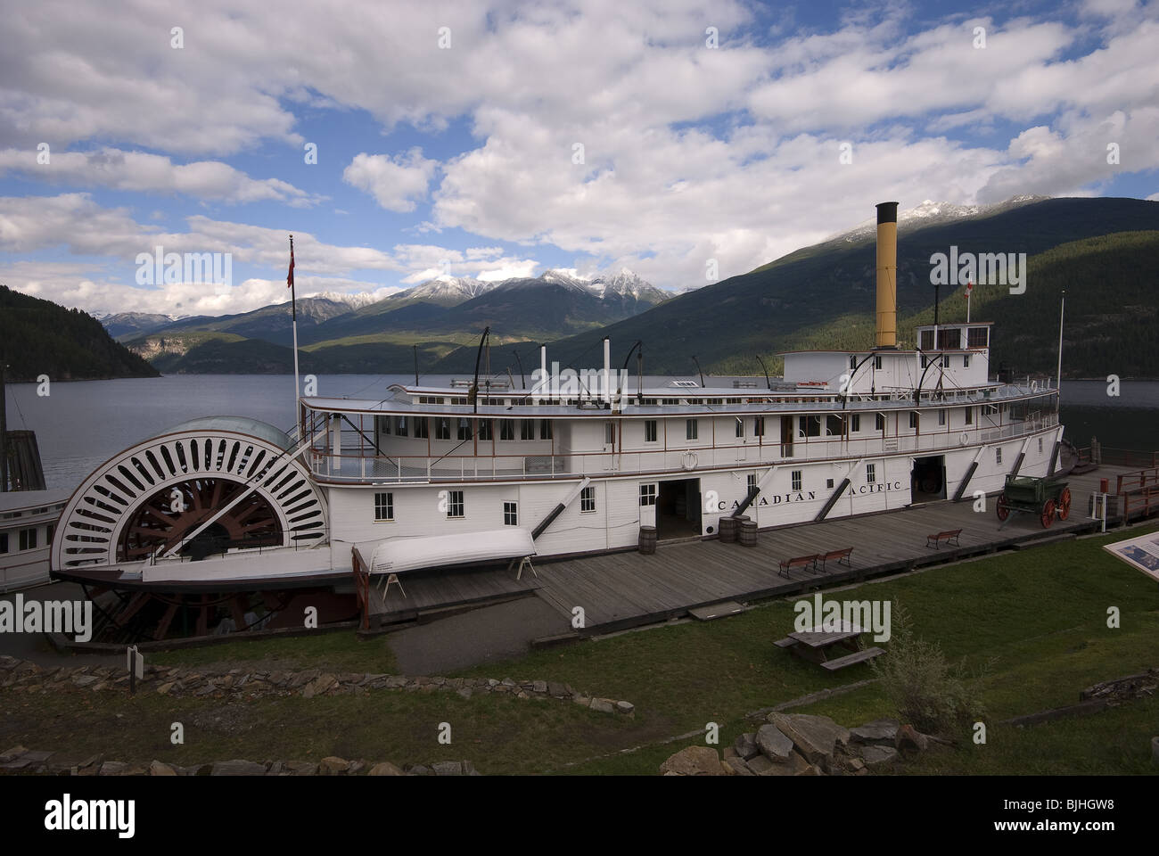Canadian Pacific Paddle Wheeler Steamboat in British Columbia Stock Photo