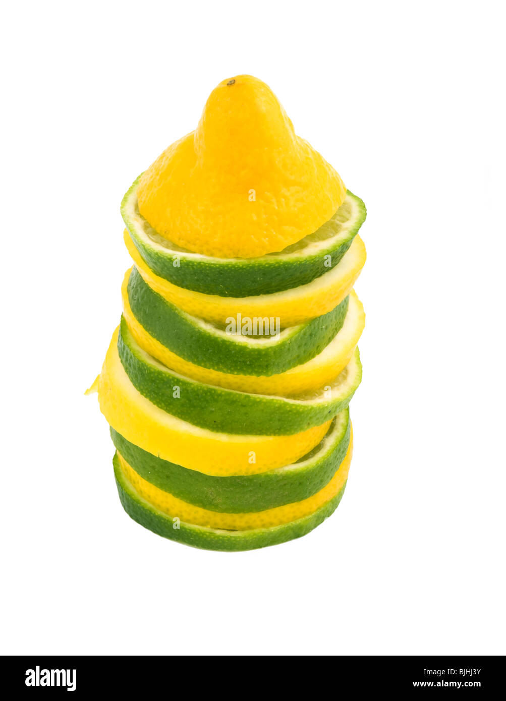 Composition of lemon and lime slices on white background Stock Photo