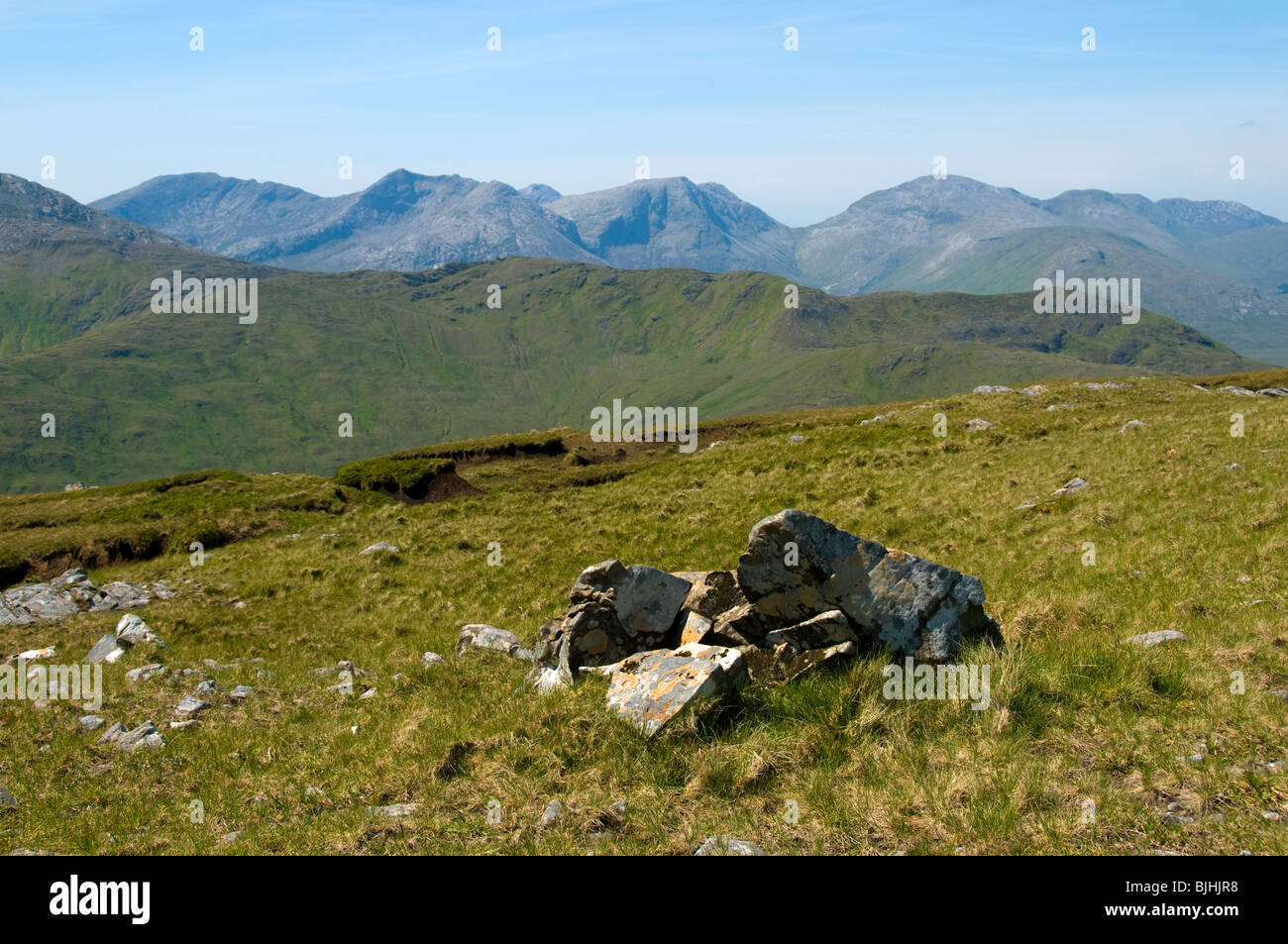 On the ridge of Leenaun Hill, near Leenane, County Galway, Ireland. The ...