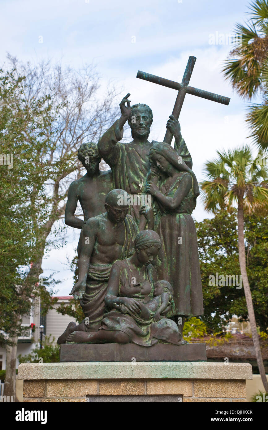 Monument at The Cathedral Basilica of Saint Augustine in memory of Father Pedro Camps in St Augustine, Florida Stock Photo