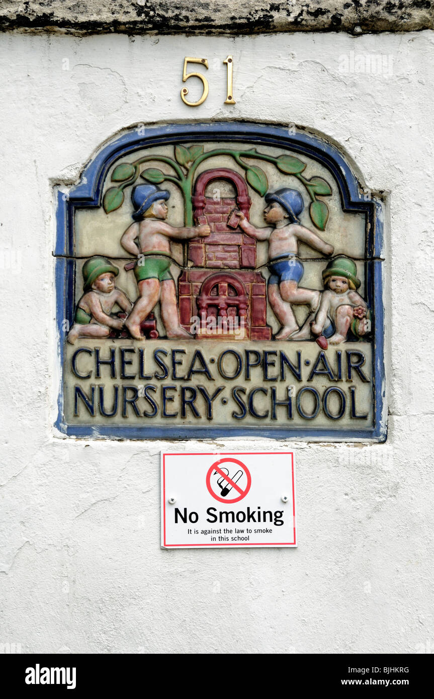 Chelsea Open Air Nursery School Plaque London England UK Stock Photo 