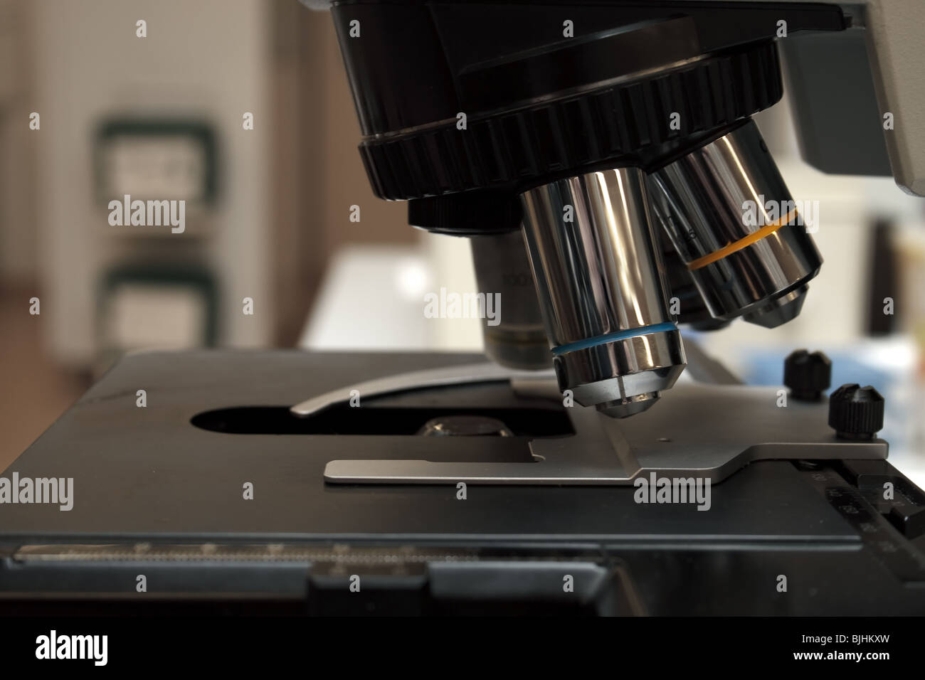 Stereo microscope in a laboratory Stock Photo Alamy
