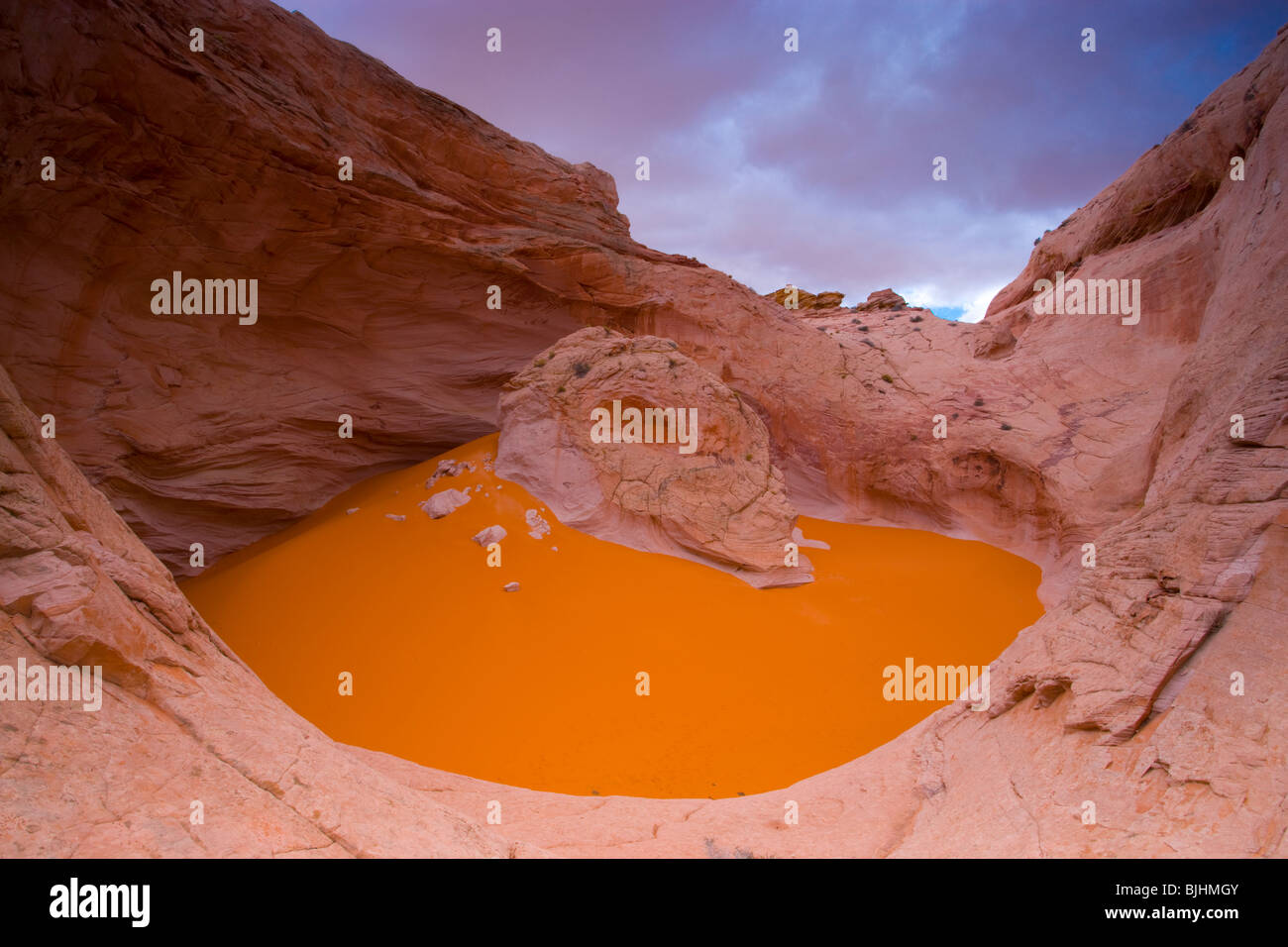Sand inside a hollow sandstone dome, Grand StaircaseEscalante National Monument, Utah Stock Photo