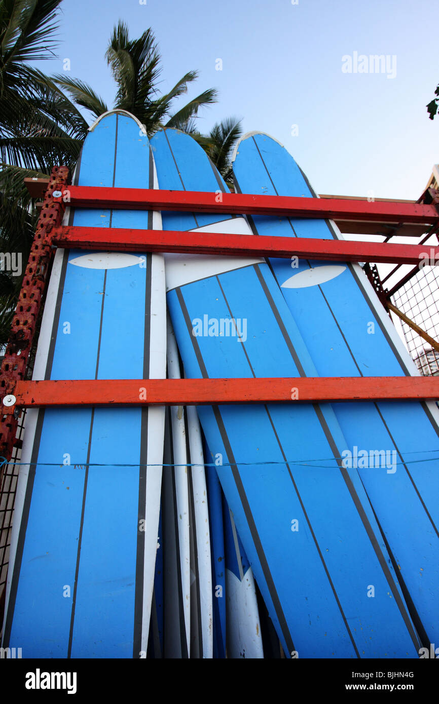 Surfboard rack waikiki beach hi-res stock photography and images - Alamy