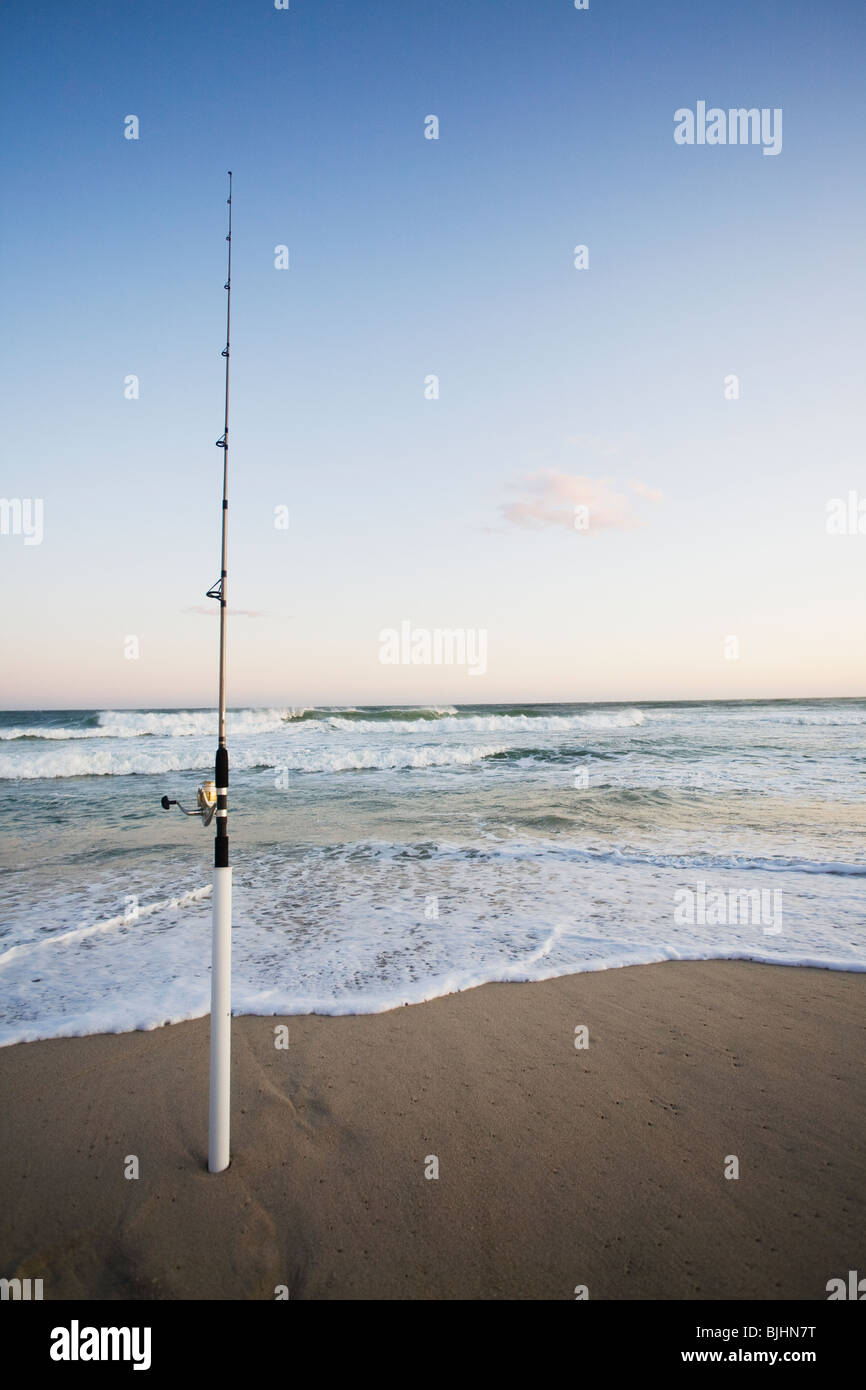 Fishing rod on the beach Stock Photo Alamy
