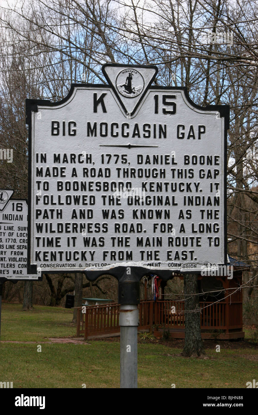 Big Moccasin GapIn March, 1775, Daniel Boone made a road through this gap to Boonesboro, Kentucky Stock Photo
