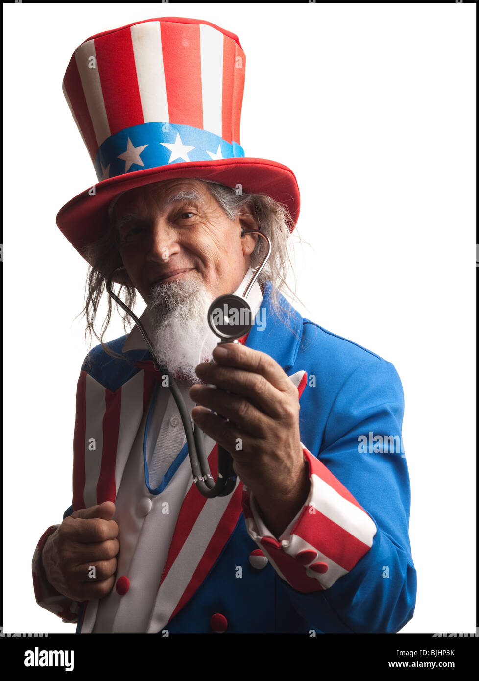 uncle sam wearing a stethoscope Stock Photo