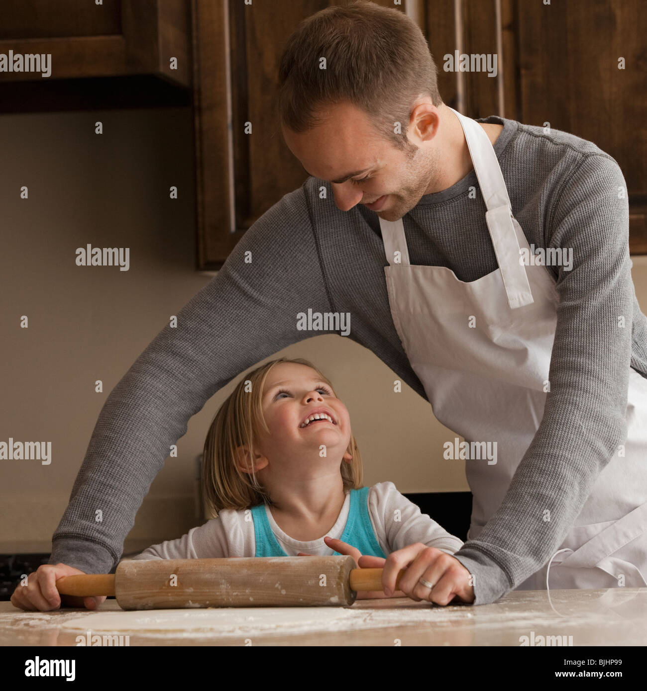 Father and daughter baking Stock Photo